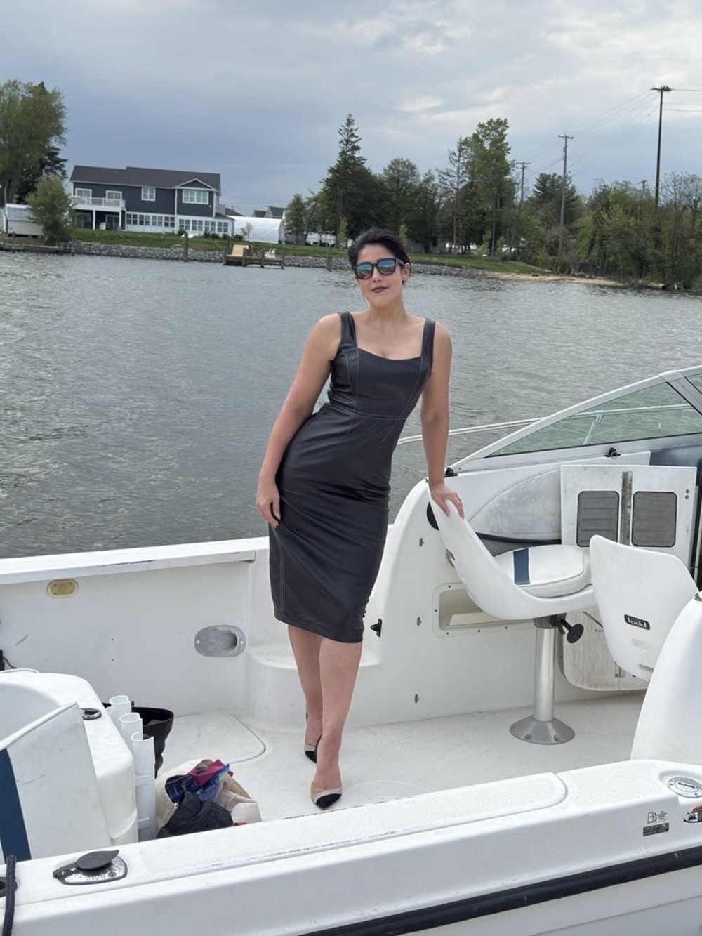 Classic Black Square-Neck Midi Dress
